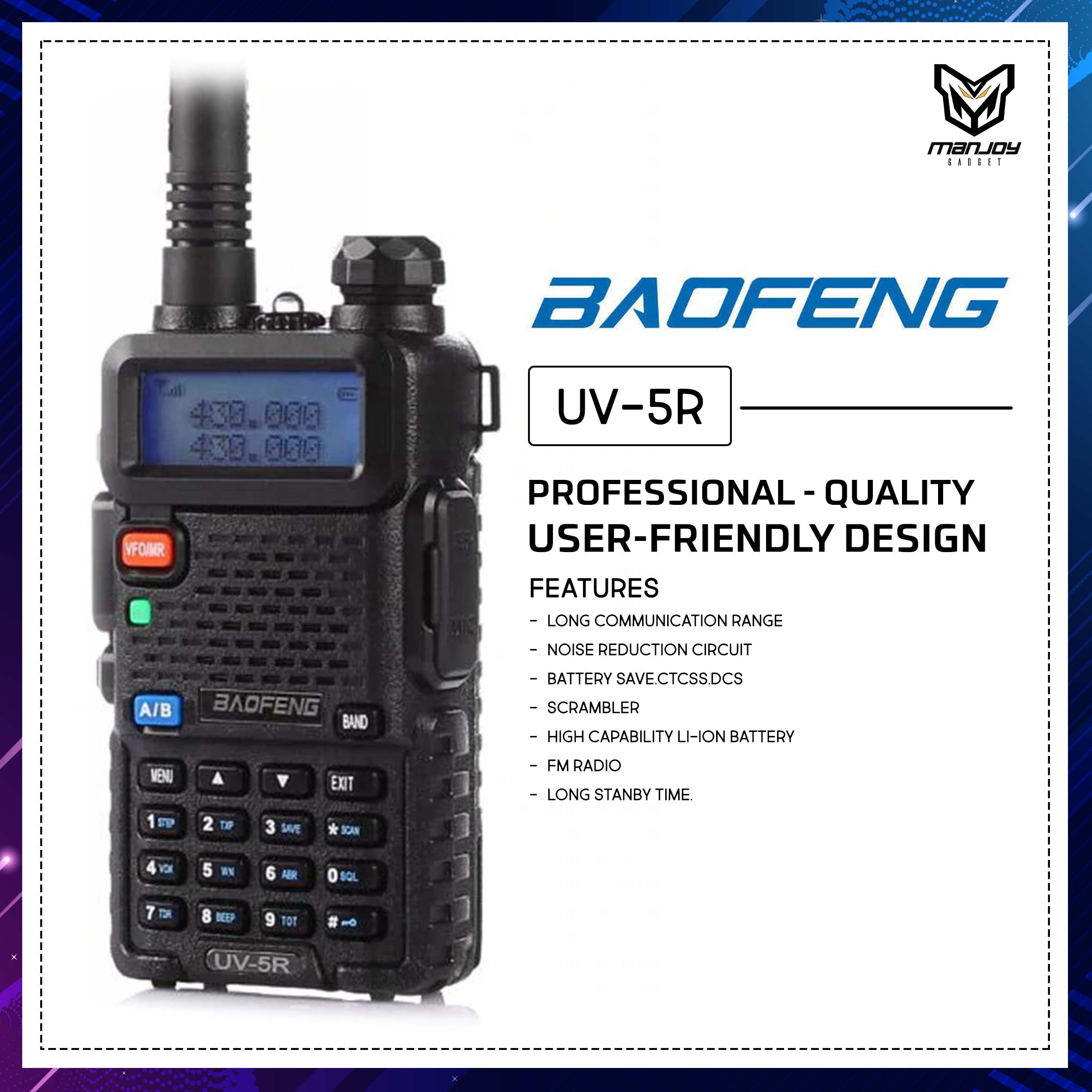 BAOFENG UV-5R Walkie-Talkie – Manjoy Gadget